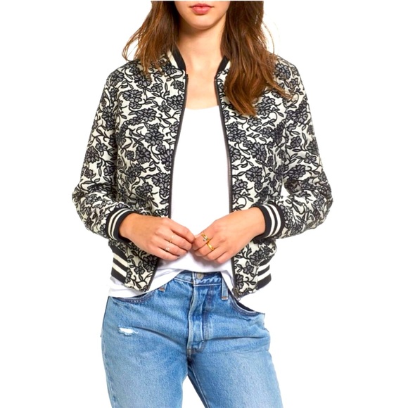 BB Dakota Floral Jacquard Addie Bomber Jacket - Picture 1 of 12